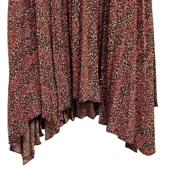 Topshop MIDI Pleated Asymmetrical Skirt Animal Print Leopard Print 10 NWT - Picture 3 of 8